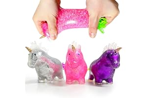 KAWAITE Unicorn Squishy Stress Relief Balls (3-Pack) for Adults - Pull, Stretch Ball Squeeze Toys, Animals Stress Ball for Party Favors | Colorful Squishy Fidget Toys for Special Needs, ADD, Teens Anxiety