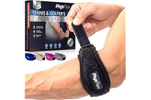 PhysFlex 2-Pack Elbow Brace for Men & Women, Adjustable Tennis & Golfer's Elbow Support Strap for Tendonitis Pain Relief - Co