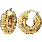 Ornaland Hoop Earrings for Women 24K Gold Plated Chunky Vintage Hoop Earrings Gifts for Girlfriend Lovers Mother