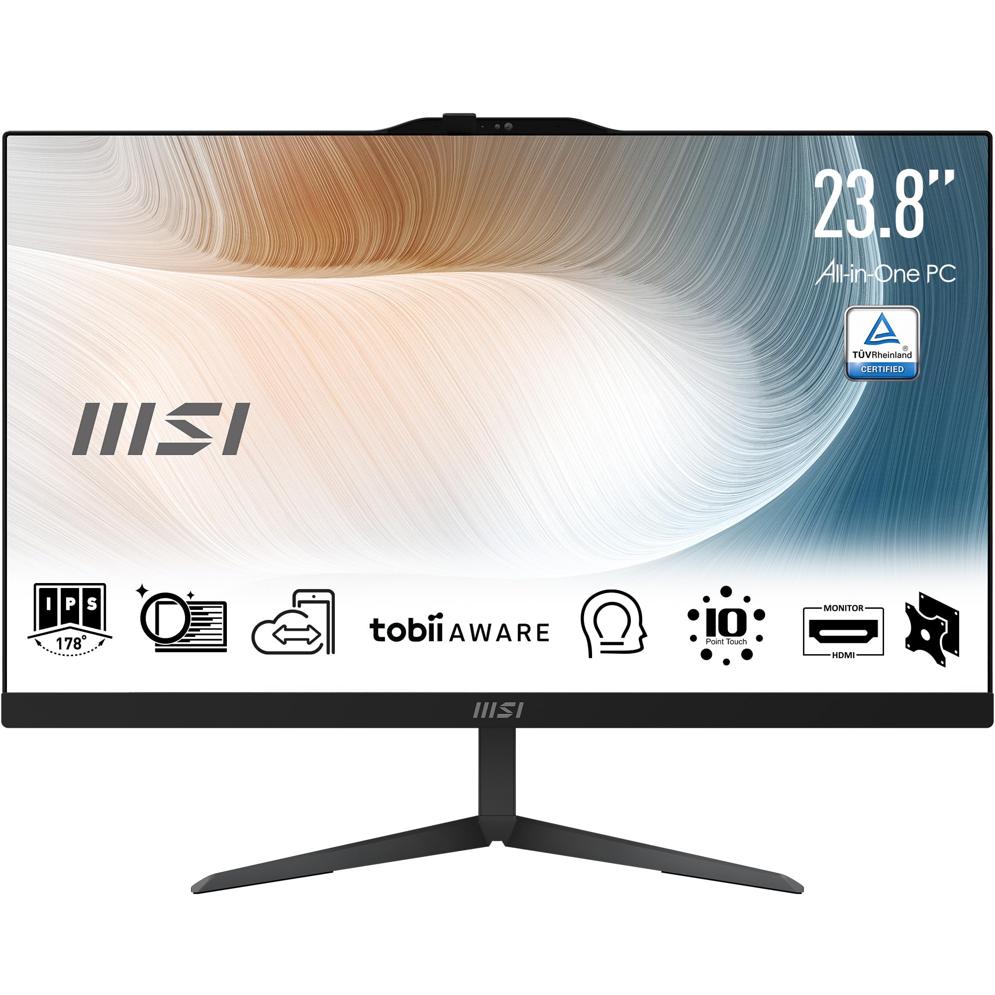 MSI Modern AM242 12M-1244IT AIO Desktop - 23.8" IPS, Intel Core i5-1235U, 1920x1080 (FHD), 14ms, 8GB (DDR4 SDRAM), SSD 512GB, inklusive kabelgebundener Tastatur und Maus, integrierte Webcam - Windows