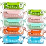 [10-Pack] Glass Food Storage Containers (A Set of Five Colors), Meal Prep Containers with Lids for Kitchen, Home Use - Airtig