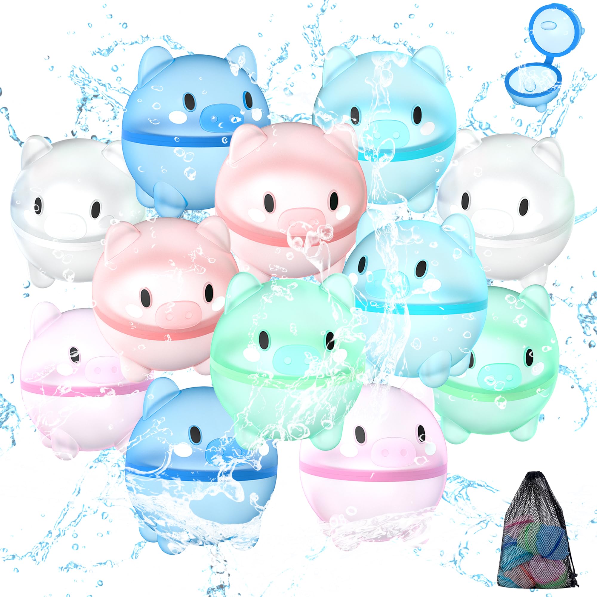 DBPBToU Reusable Water Balloons for Kids, Water Bombs for Kids and Adults, Swimming Pools, Summer Water Games on Beach Outdoor Pool Toys (12 pieces)