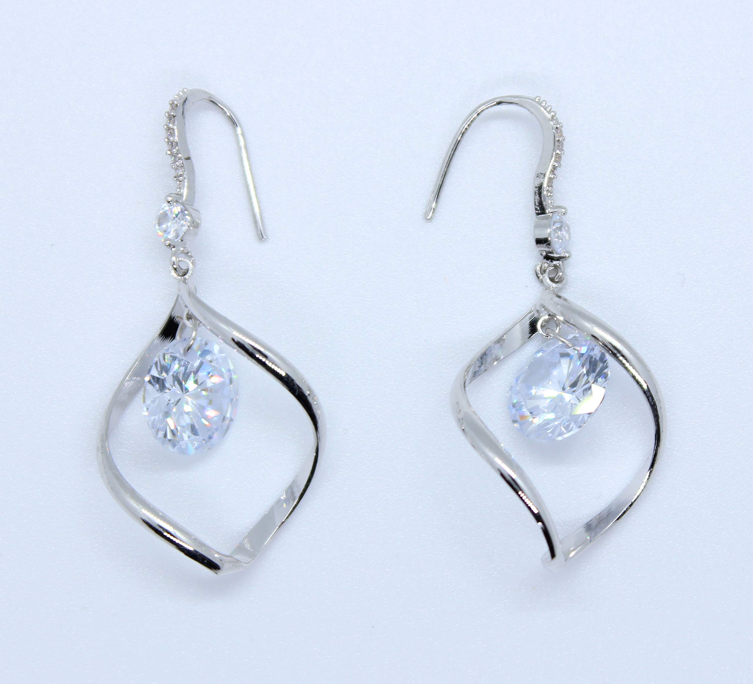 Goddess Area Pearl Drop Vintage Wedding Dangle Earrings(Silver Twisted Crystal)