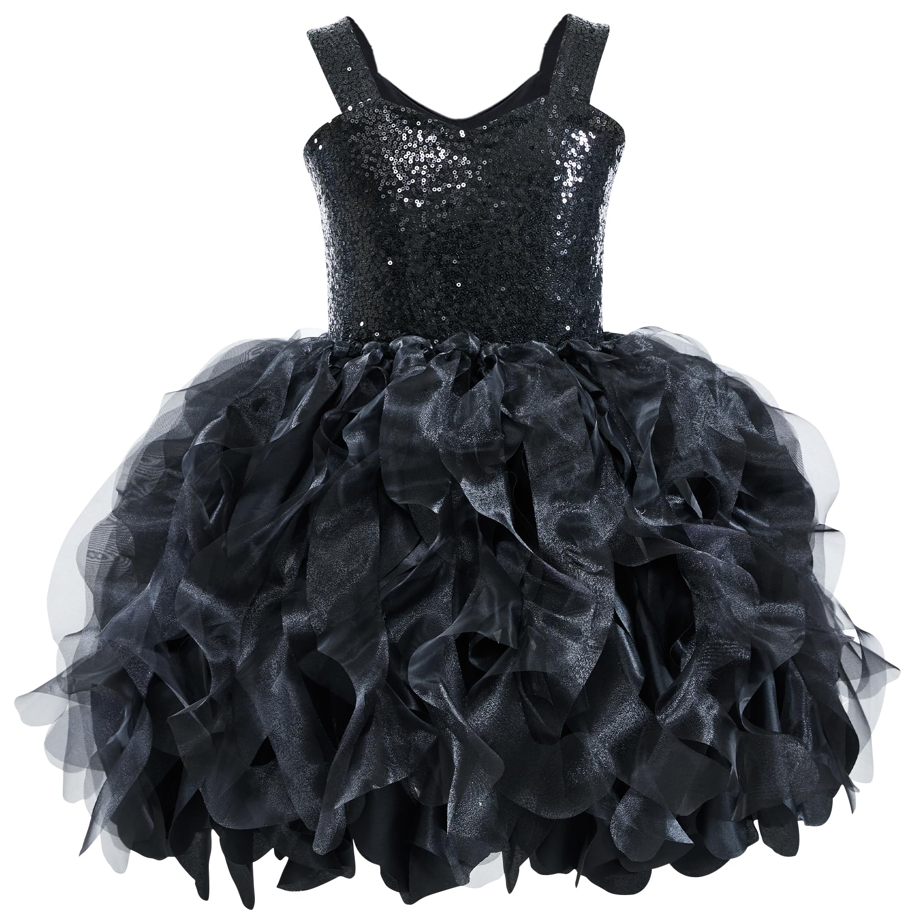Girls Black Tutu Dress for Kids Birthday Party Sparkly Sequin Tulle Fairy Princess Dress for Baby Girls Prom Sneaker Ball Gown Graduation Christmas Outfit 6T Image