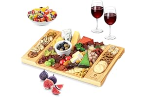Bamboo Charcuterie Boards - Unique Cheese Board & Serving Tray - Elegant Holiday & Housewarming Gift