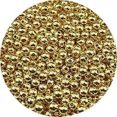 YHYPOCI 400pcs Gold Plated Round Beads for Craft 8mm Smooth Round Ball Spacer Beads for Jewelry Making DIY Necklaces Bracelets Earrings Decoration