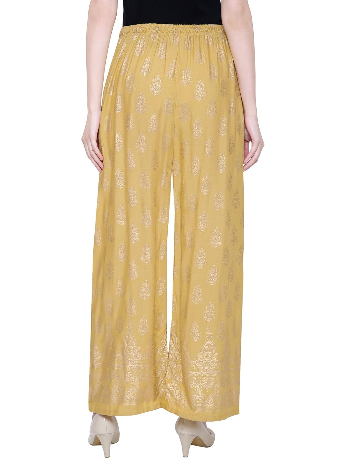 damen mode women rayon gold booty printed palazzo pants
