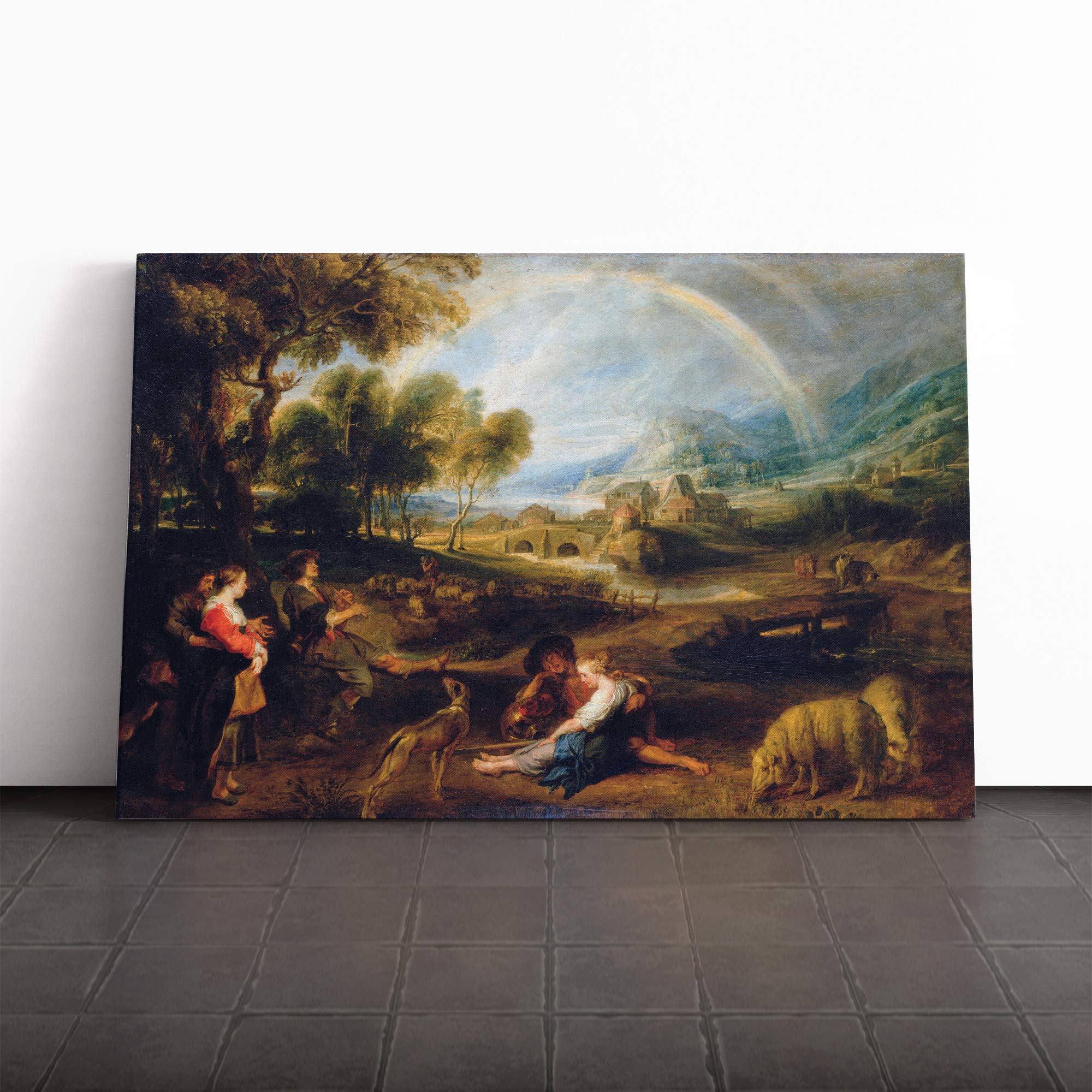 Peter Paul Rubens Landscape with a Rainbow Canvas Print | Gallery Wrapped 30mm Frame Wall Art | 20x14 inches | Ready to Hang | Modern Landscape Picture | Living Room Bedroom Lounge Office