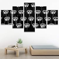 SIGNWIN 5 Panel Canvas Wall Art Modern Art Abstract Brushstroke Closeup Digital Art Minimalism Minimalist Multicolor Pastel for Home Decorations Ready to Hang - 60