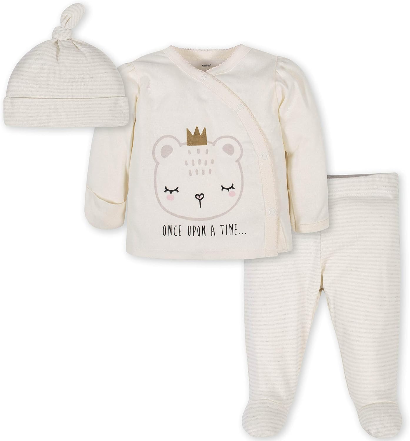 Gerber Baby Girls' 3-Piece Bodysuit, Pant and Cap Set