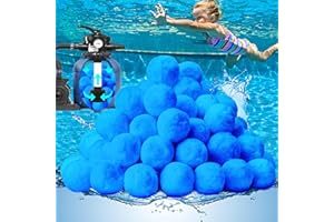 QwayHome 4.6 lbs Pool Filter Balls, Reusable Filter Sand Balls for Above Ground Pool Sand Pump, Pool Filter Sand Alternative, Eco-Friendly Fiber Filter Balls, Replace 165 lbs Filter Sand, Blue