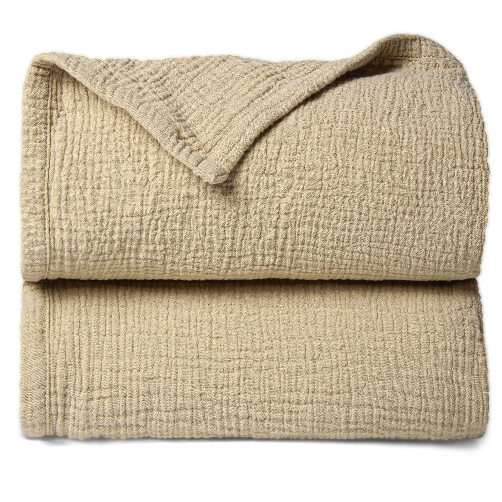 Photo 1 of Lulu moon Muslin Quilt Blanket, Crib Blanket for Baby and Toddler,47x47 Inches(Khaki)