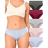 BAMBOO COOL Womens Underwear Breathable Moisture-Wicking Briefs Hipster Ladies Panties, 5-Pack
