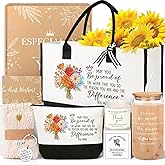 iAOVUEBY Thank You Gifts for Women, Employee Appreciation Gifts Baskets for Women, Coworkers Teacher Nurse Secretary Mentor Retirement Thank You Gift Ideas, Canvas Tote Bag Tumbler Gratitude Gift Box