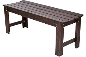 Shine Company Outdoor Wood Backless Patio Garden Bench, 4 Ft, Burnt Brown