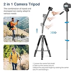 Tripod for Camera, 72" Tall Camera Tripod Monopod