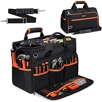Tool Bag, Ounic 17 Inch Large Tool Bag Heavy Duty With Wide Mouth And Waterproof Strong Molded Base, Heavy Duty Tool Bags Organizer With Adjustable