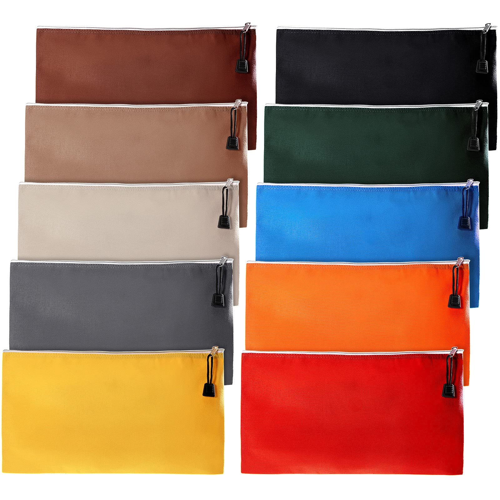 Photo 1 of Frienda 10 Pieces Canvas Tool Pouch Metal Zipper Utility Tool Bags 10 Colors Multi-purpose Storage Bag Canvas Tote Pouch Organizer for Storage Items Portable Supplies, 12.5 x 7 Inch