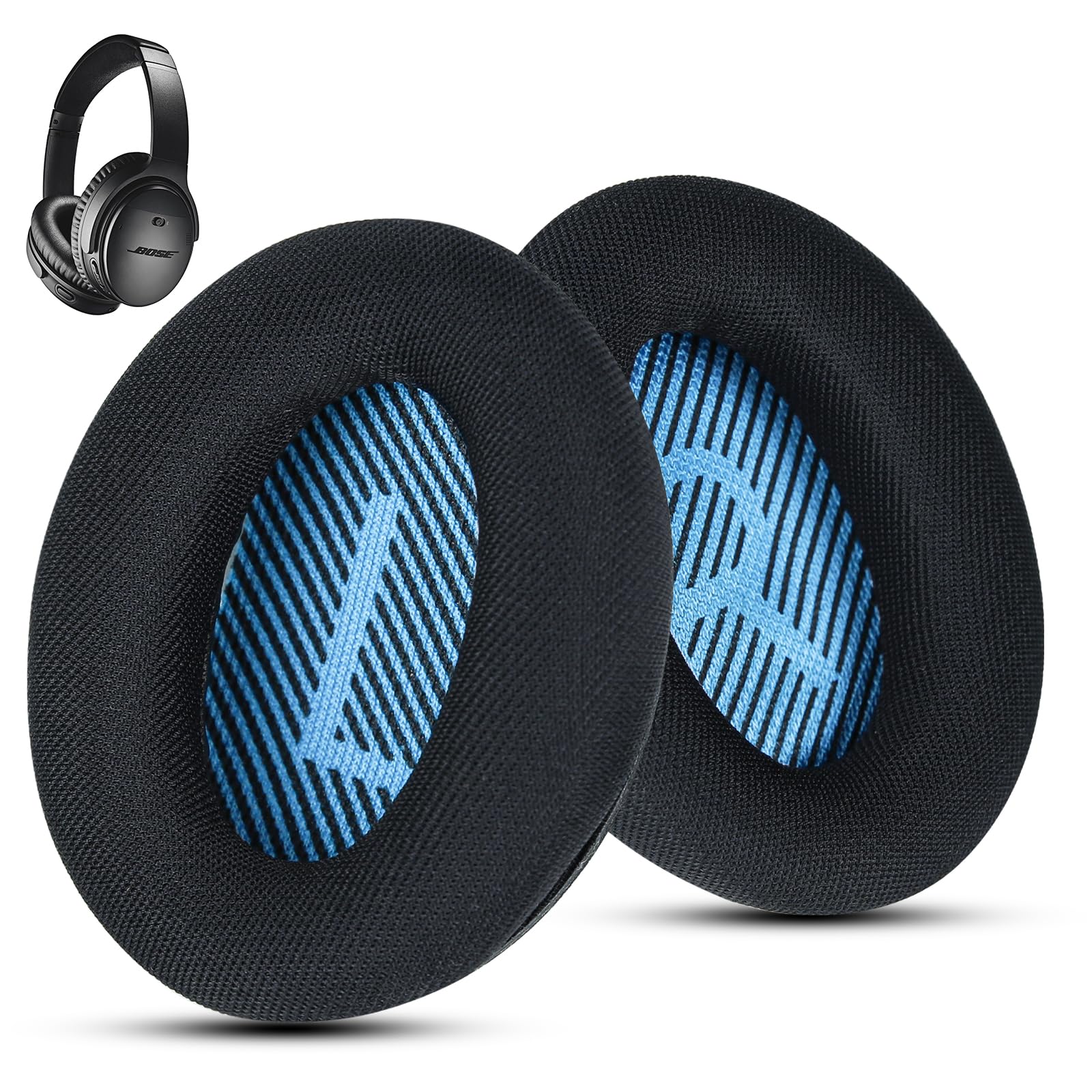 Fabric Comfort - Wzsipod Ear Pads for Bose QuietComfort 35/ QC35ii Headphones, Compatible with QC45 QC25 QC2 QC15/ Around-Ear 2 AE2i AE2w/ SoundTrue & SoundLink Series