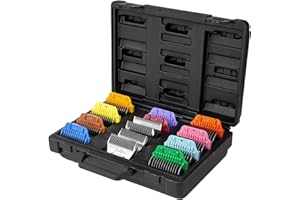 ZOLITTA Professional Dog Grooming Case with 4 Wide Blades, 10 Colored Attachment Combs, and Storage