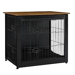 DWANTON Dog Crate Furniture with Cushion, Wooden
