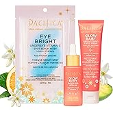 Pacifica Beauty | Glow Baby Vitamin C Trial + Value Kit | 3-Piece Skin Care Gift Set | Travel Friendly | Brightening Face Serum, Face Wash/Cleanser, Under Eye Patches | Glycolic Acid, AHA | Vegan