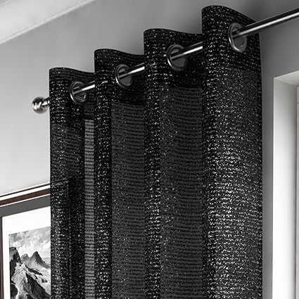 Amazon Com Mirabel Glitter Grommet Eyelet Top Window Drape Voile