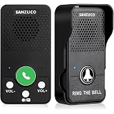 SANZUCO Wireless Doorbell, Full Duplex Intercom Hands Free Two Way Talk | 1000ft Door Bell Waterproof, Rechargeable, 4 Chimes 8 Adjustable Volume with LED Flash for Home, Office &amp; Business Use, Black