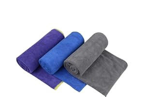 KinHwa Absorbent Workout Towels for Gym Soft 3 Pack Gym Towels for Sweat Microfiber Sports Towel Perfect Size for Workouts, Hot Yoga, Running, Biking or Camping 16inch x 31inch Gray+Purple+Blue