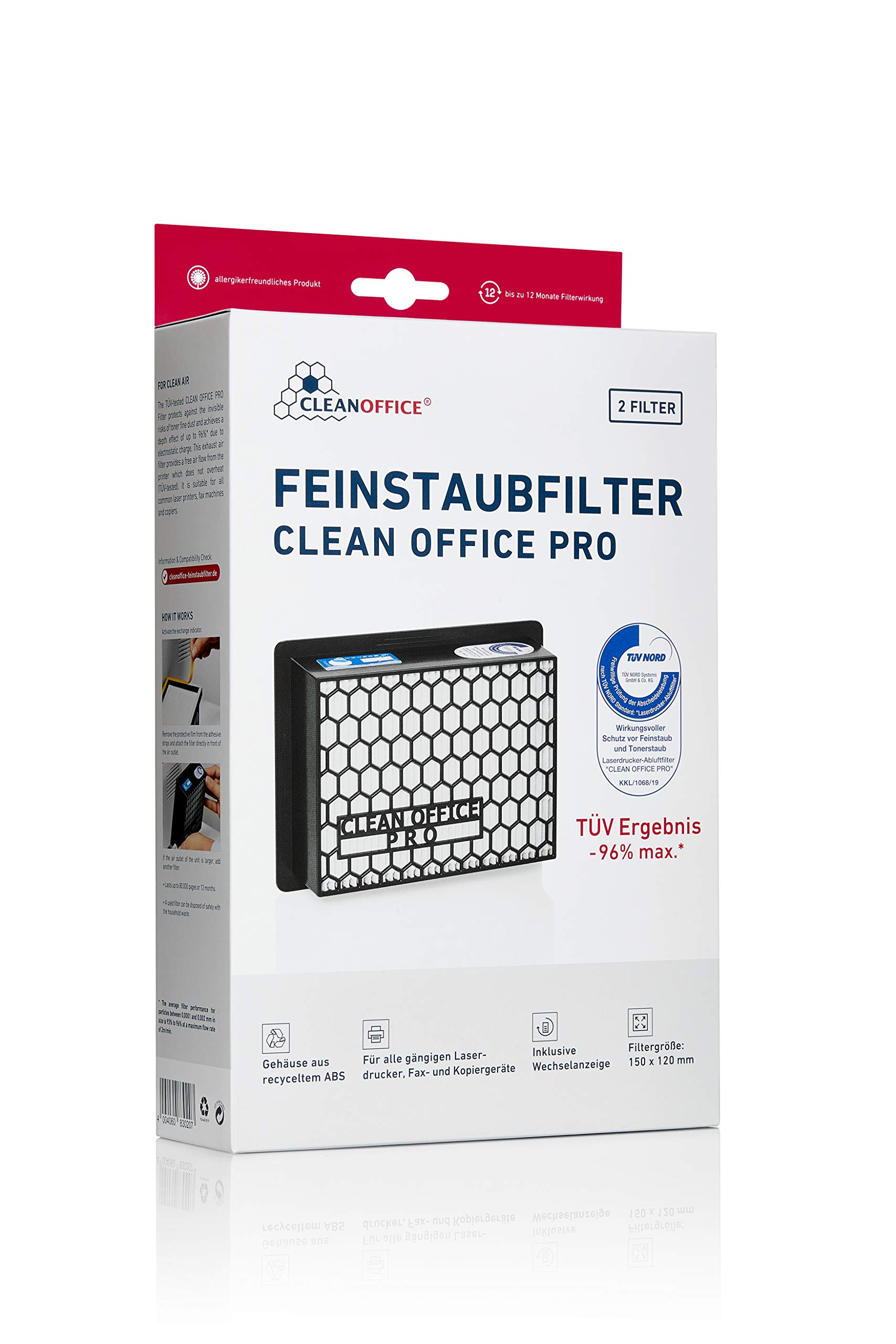 Clean Office Pro Printer Fine Dust Filter 150 x 120 x 50 mm Pack of 2