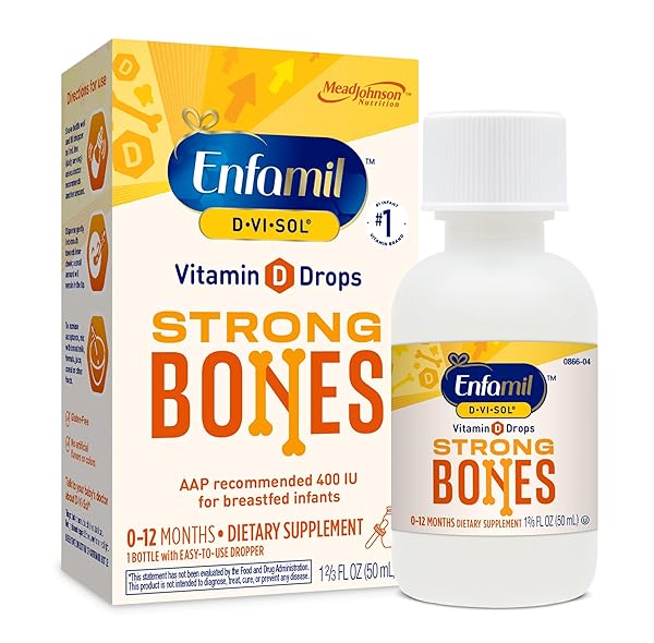 ENFAMIL BABY VITAMIN D-VI-SOL LIQUID SUPPLEMENT DROPS FOR INFANTS, SUPPORTING STRONG TEETH & BONES IN NEWBORN BABIES, EASY-TO-USE, GLUTEN-FREE, 50 DAY SUPPLY, DROPPER BOTTLE