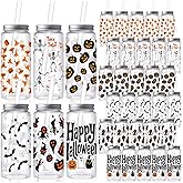 Skylety 30 Pcs Halloween Plastic Cups Tumbler with Lids and Straws 13.5 oz Pumpkin Ghost Bat Reusable Plastic Cups for Halloween Holiday Party Decor Supplies