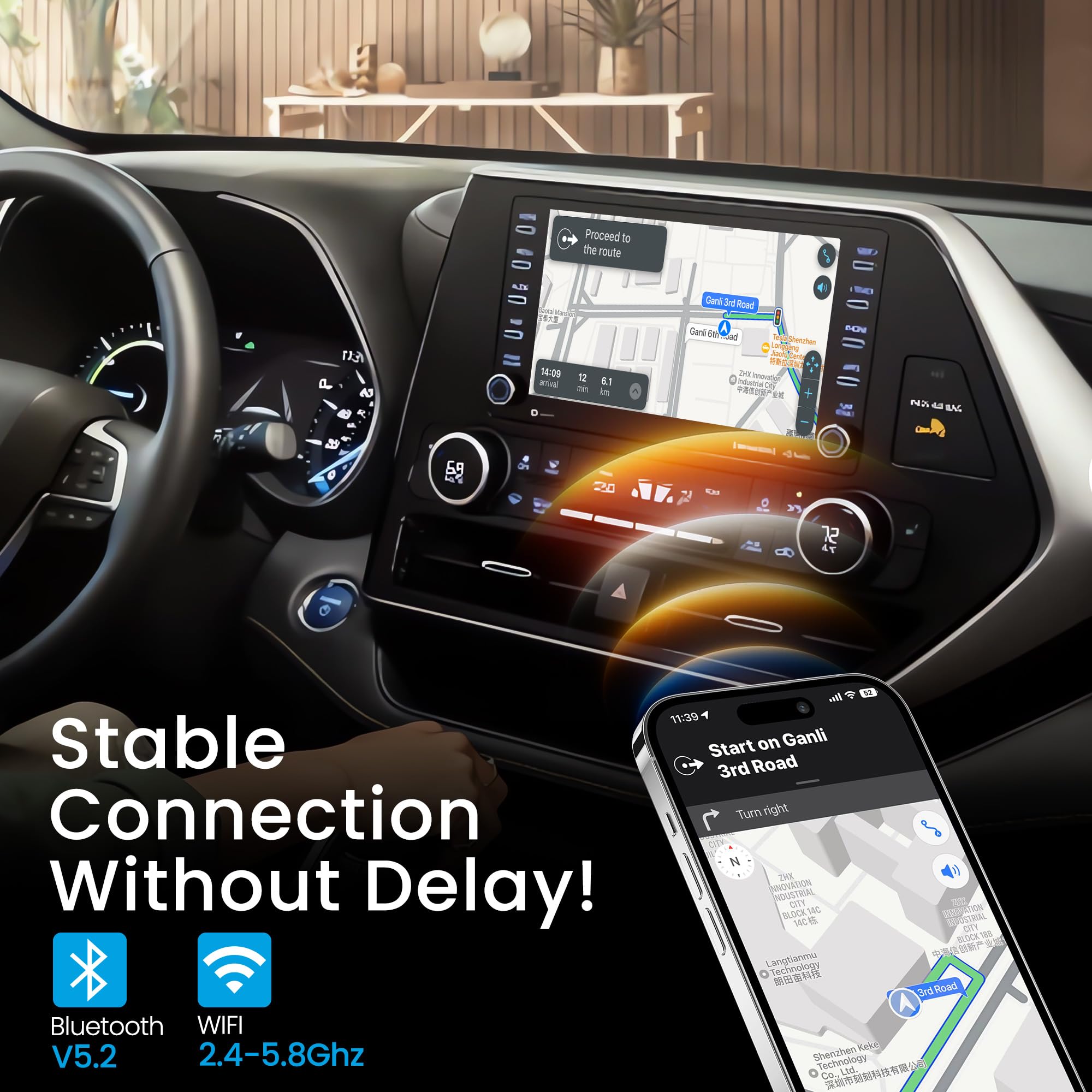 MMB MAX 5.0 CarPlay Box 2024 Android 13.0 Multimedia Video Ai Box, QCM 6225 8-Core 8+128GB Online YouTube/Netflix/Google Store, Support SIM&TF Card Wireless CarPlay & Android Auto Adapter