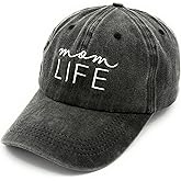 Mom Life Embroidered Hat Washed Cotton Baseball Cap for Women Mama Gifts - Adjustable Fit