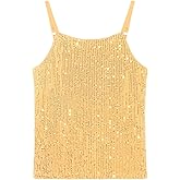 Noomelfish Girls Camisole Sequin Tank Tops Sparkly Glitter Cami Dance Sleeveless Shirt (5-12 Years)