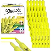 Sharpie Tank Highlighters, Chisel Tip, Yellow Highlighters, Essential Office &amp; School Supplies, Teacher Must Haves, Quick-Drying, Smear-Resistant, Bulk 36-Pack