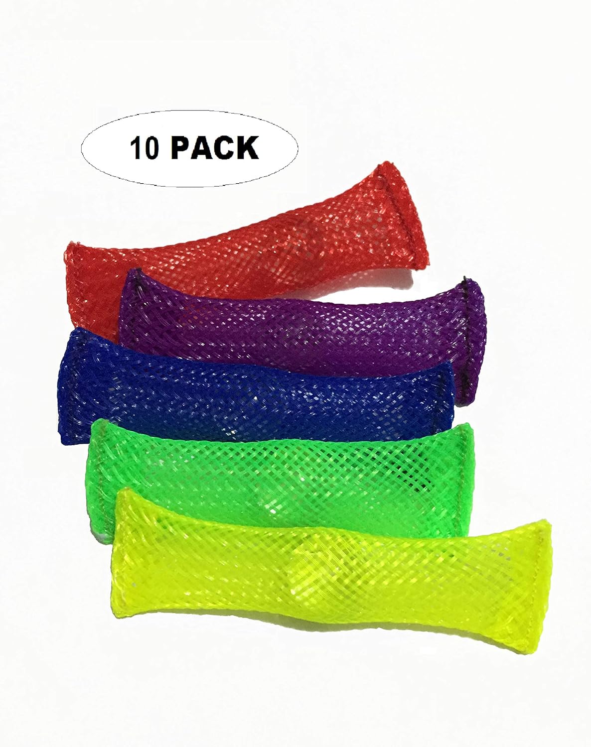 Fidget Toy (10 Pack, 5 Colors, Superb Quality) Increase Focus, Relieves Stress and Anxiety for Children and Adults. Extra Strong Sensory Soothing Marble Fidget Toy, Helps with ADHD ADD OCD Autism.