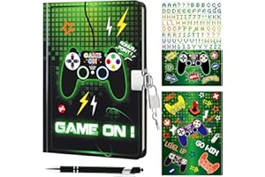 WERNNSAI Luminous Kids Diary for Boys, Game Secret Diary with Lock Keys, Journal Notebook with Pen Stickers Birthday Christma