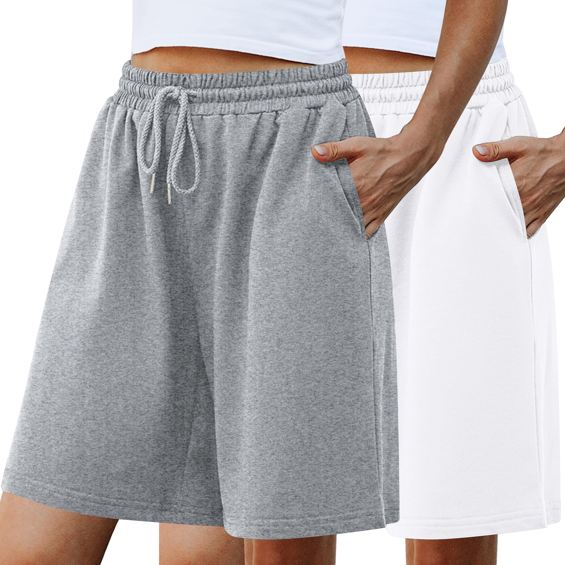 Photo 1 of ***Onlyt 1***
Quenteen 2pcs Women's Casual Summer Sweat Shorts Athletic Gym Shorts Loose Hiking Running Jogger Shorts, L