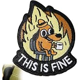XMJY This is Fine Dog Embroidered Hook and Loop Morale Patch | Funny Meme Patch for Backpacks, Vests, Jackets and Hats, Designed with Exquisite Embroidery and Hook Backing