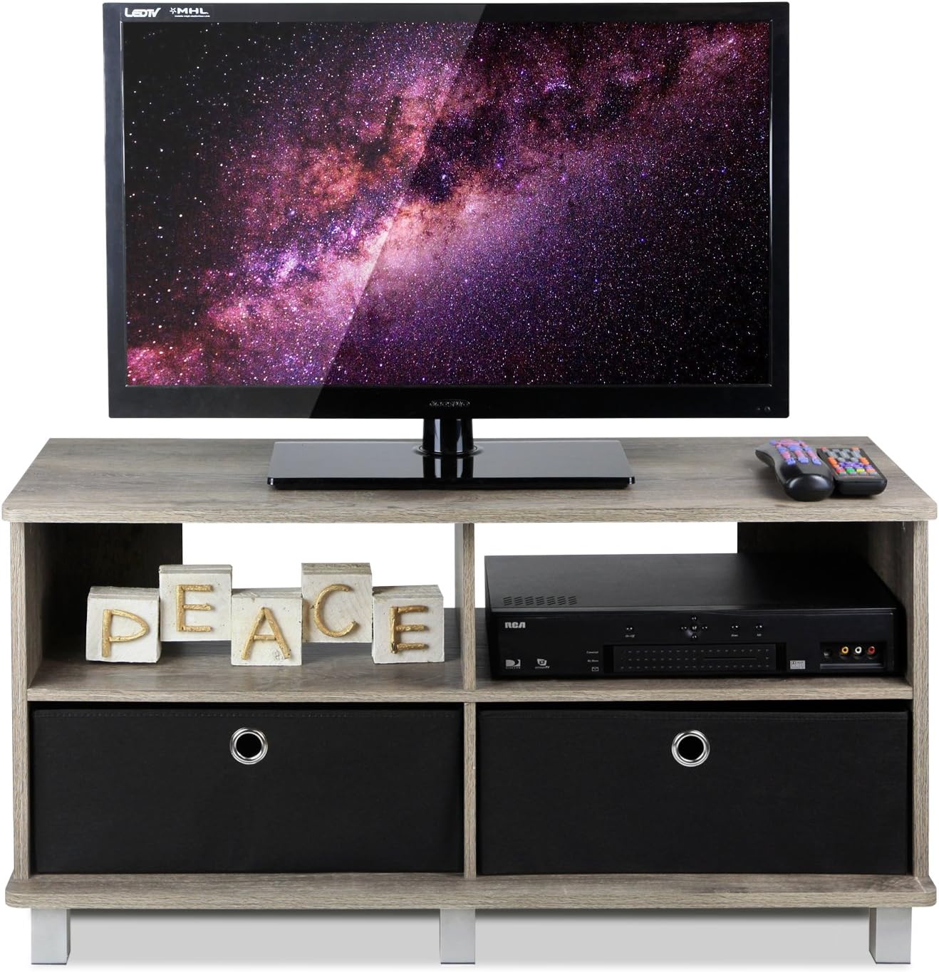 Furinno ANDREY TV Stand, Entertainment Center, TV Console for TV up to 46 Inch with Bin Drawers, for Living Room Bedroom, French Oak - Image 5