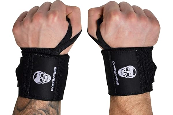 Gymreapers Weightlifting Wrist Wraps (IPF Approved) 18" Professional Quality Wrist Support with Heavy Duty Thumb Loop - Best