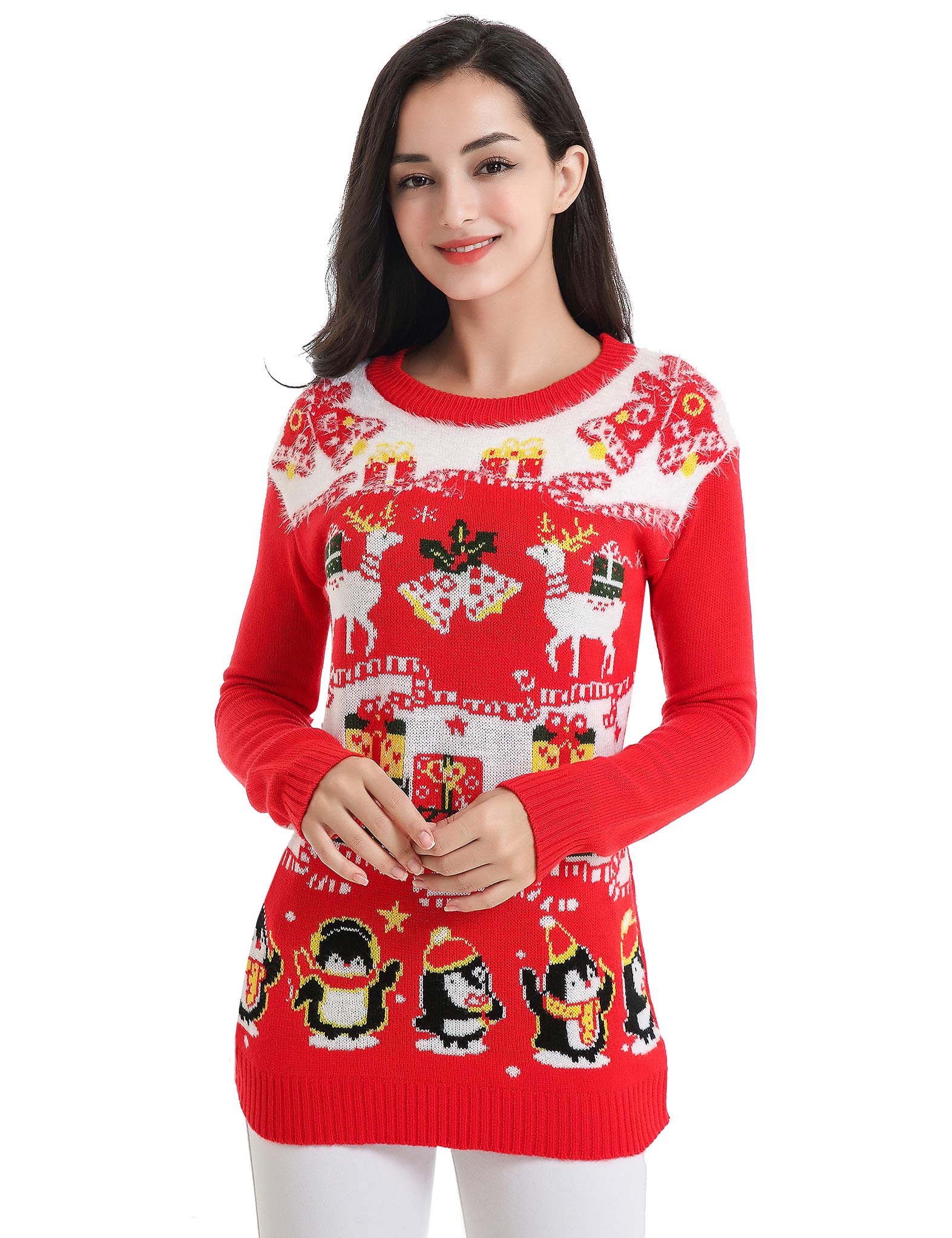v28 Varied Ugly Christmas Sweater for Women Merry Reindeer Shirt Knit Sweaters - Image 5