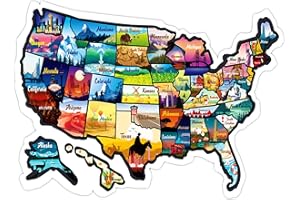 GLIBERTVILLAGEGOODS Large Scratch Off Map Of United States 23x16 inch - Hand Drawn Travel USA Map with Accessories - Laminated United States Map - Deluxe Visited States US Map for Home Decor - Cool Traveler Gift Idea