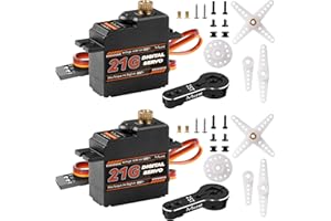 Miuzei 21G Micro Servo Motor Metal Geared Mini Digital Servo Kit with 25T Horn for 1/14 1/16 RC Car Robot Helicopte (2)