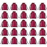 Patikil Satin Bags with Drawstring, 50 Pack 3x4 Inch Wedding Favor Mini Gift Packaging for Birthday Christmas Jewelry Party, Claret