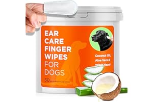 ARCA PET Dog Ear Cleaner Wipes - Vet Formulated Cleanser for Dogs - Ear Itching, Dissolves Wax, Dirt & Odor with Coconut Oil & Aloe Vera (50 Finger Wipes)