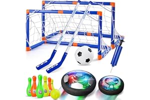 Nazano 4-in-1 Hover Soccer Ball Set, Rechargable Air Floating Soccer Toy with LED Lights, Indoor & Outdoor Kids Sports Toys, Christmas Birthday Gifts for Boys Girls Aged 3 4 5 6 7 8-12