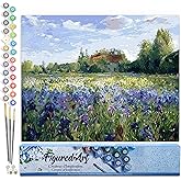 Figured'Art Paint by Numbers for Adults Countryside Field and Blue Flowers 16