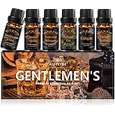 Men Essential Oils Set for Diffuser, Valentine's Day Gift for Men - 6x10ml Masculine Fragrance Oils for Candle Making, Scented Oil Gift Set, Mahogany, Sandalwood, Cologne, Smoke Vanilla, Oak, Leather